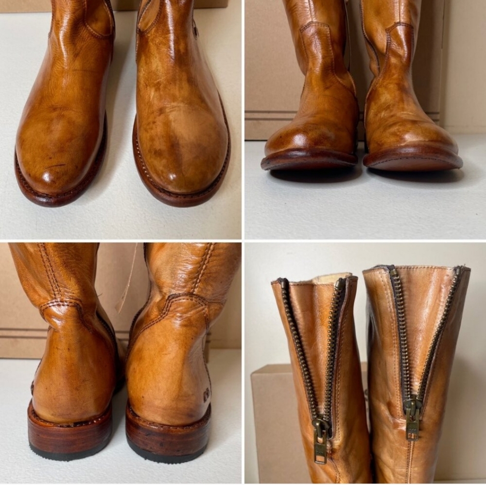 Bed Stu Tall Tess Leather Riding Boots in Distressed Tan Brown - Picture 4 of 12